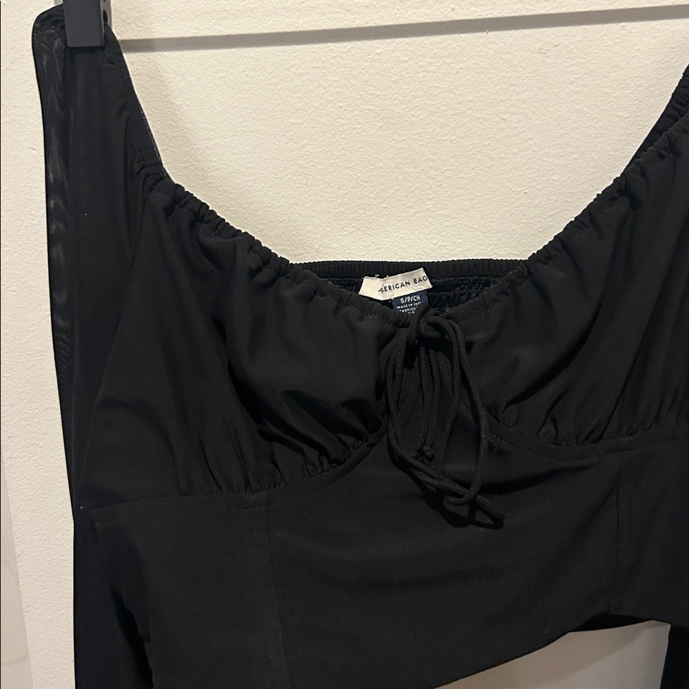 American Eagle crop top with sheer sleeves